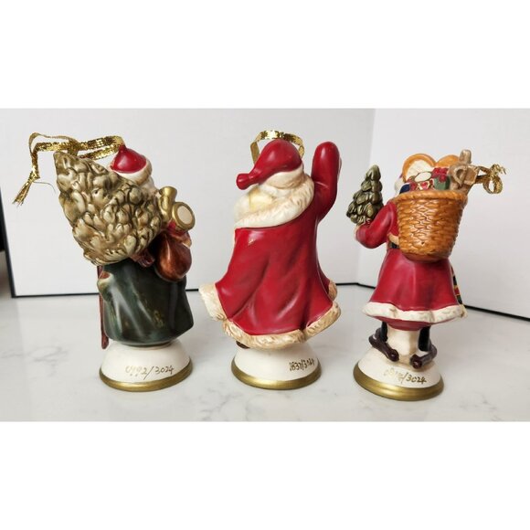 3 Traditions Of Santa Mistletoe Mountain Santa Porcelain Ornaments Limited Ed - Picture 6 of 10